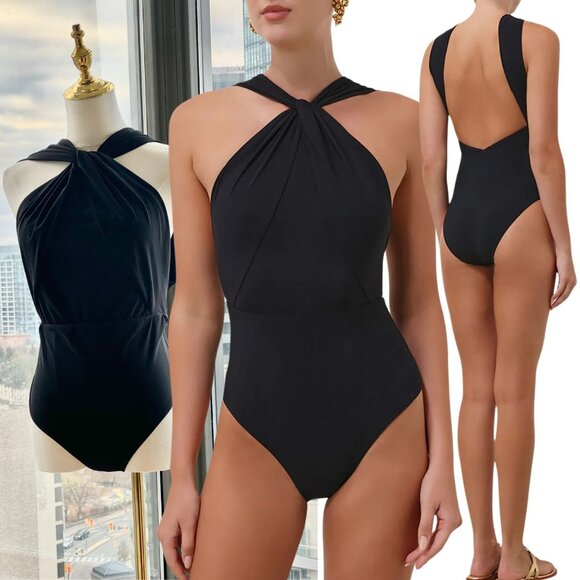 Zimmermann Other - 🆕 ZIMMERMANN 🧿 NWOT Ottie High-Neck Draped 1PC Swimsuit, Black - Sz 4 US 10/12